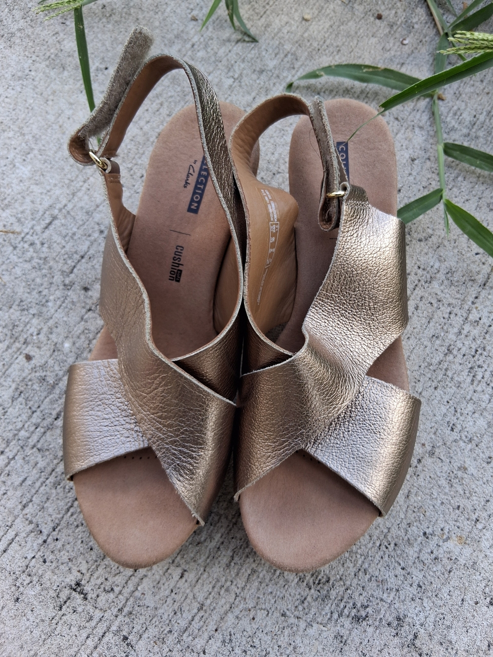 Clarks Metallic Gold Leather Slingback Sandals
